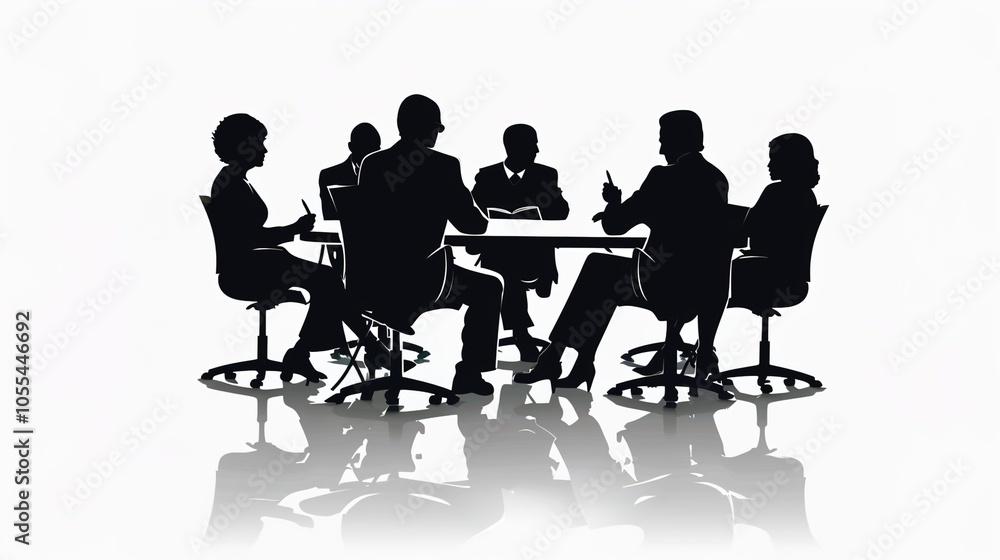 Business meeting with a simple white background showcases professionalism and focus. A clean and elegant setting for important discussions and decision-making Business meeting with a simple white background showcases professionalism and focus. A clean and elegant setting for important discussions and decision-making