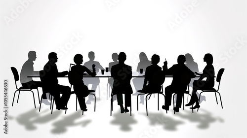 Business meeting with a simple white background showcases professionalism and focus. A clean and elegant setting for important discussions and decision-making