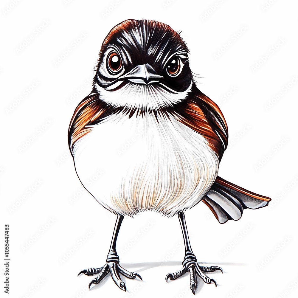 Fototapeta premium A bird hand drawn with colored pencils, style watercolor, isolated, clipart