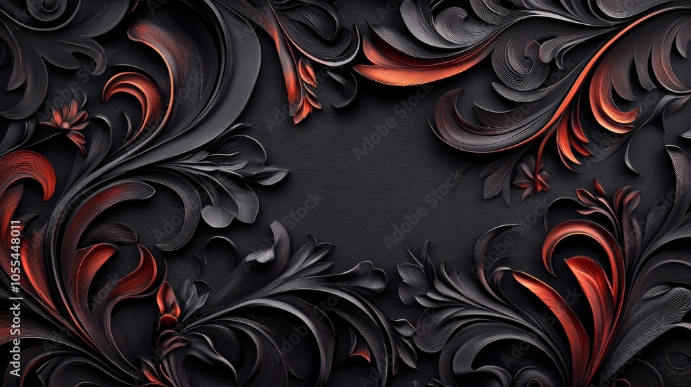 Dynamic black and red abstract wallpaper, a bold design with contrasting shapes for modern interiors Dynamic black and red abstract wallpaper, a bold design with contrasting shapes for modern interiors
