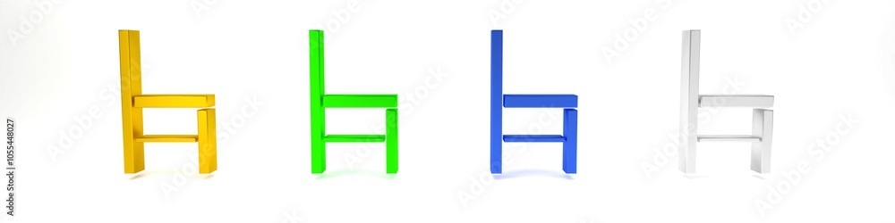 Colorful Chair icon isolated on white background. Minimalism concept. 3D render illustration Colorful Chair icon isolated on white background. Minimalism concept. 3D render illustration