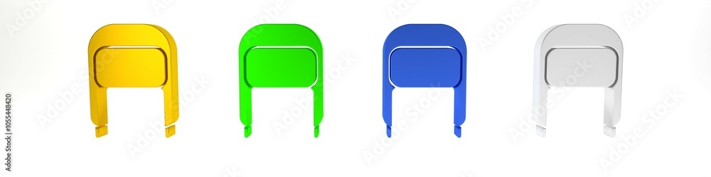 Colorful Winter hat with ear flaps icon isolated on white background. Minimalism concept. 3D render illustration Colorful Winter hat with ear flaps icon isolated on white background. Minimalism concept. 3D render illustration