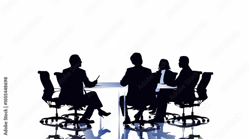 Business meeting with a simple white background showcases professionalism and focus. A clean and elegant setting for important discussions and decision-making Business meeting with a simple white background showcases professionalism and focus. A clean and elegant setting for important discussions and decision-making