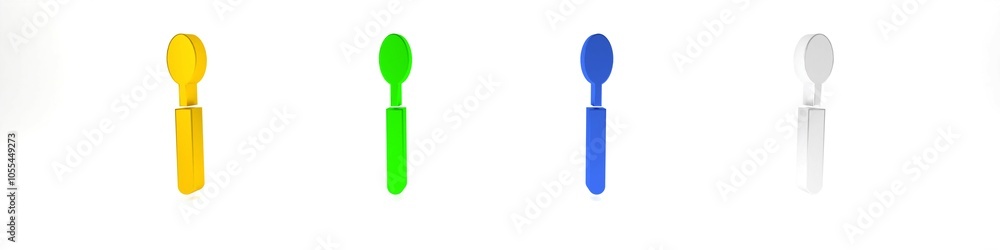 Colorful Spoon icon isolated on white background. Cooking utensil. Cutlery sign. Minimalism concept. 3D render illustration Colorful Spoon icon isolated on white background. Cooking utensil. Cutlery sign. Minimalism concept. 3D render illustration
