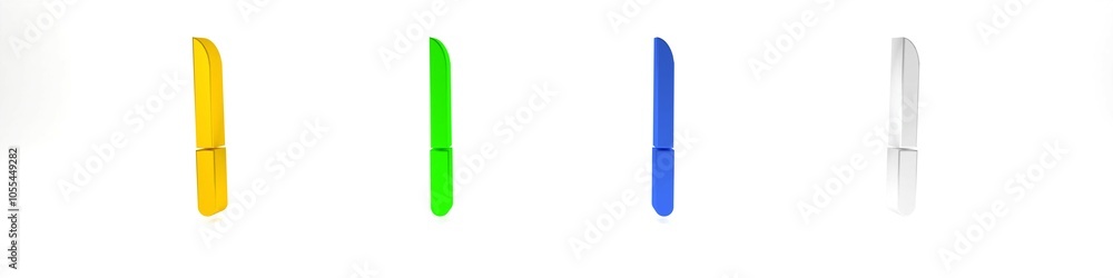 Colorful Knife icon isolated on white background. Cutlery symbol. Minimalism concept. 3D render illustration Colorful Knife icon isolated on white background. Cutlery symbol. Minimalism concept. 3D render illustration