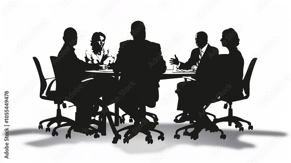Business meeting with a simple white background showcases professionalism and focus. A clean and elegant setting for important discussions and decision-making Business meeting with a simple white background showcases professionalism and focus. A clean and elegant setting for important discussions and decision-making