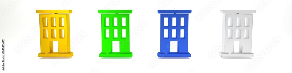 Colorful House icon isolated on white background. Home symbol. Minimalism concept. 3D render illustration Colorful House icon isolated on white background. Home symbol. Minimalism concept. 3D render illustration