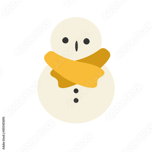 黄色いマフラーを巻いた雪だるま　単品ベクターイラスト
