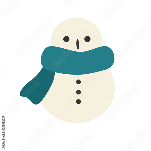 青いマフラーを巻いた雪だるま　単品ベクターイラスト