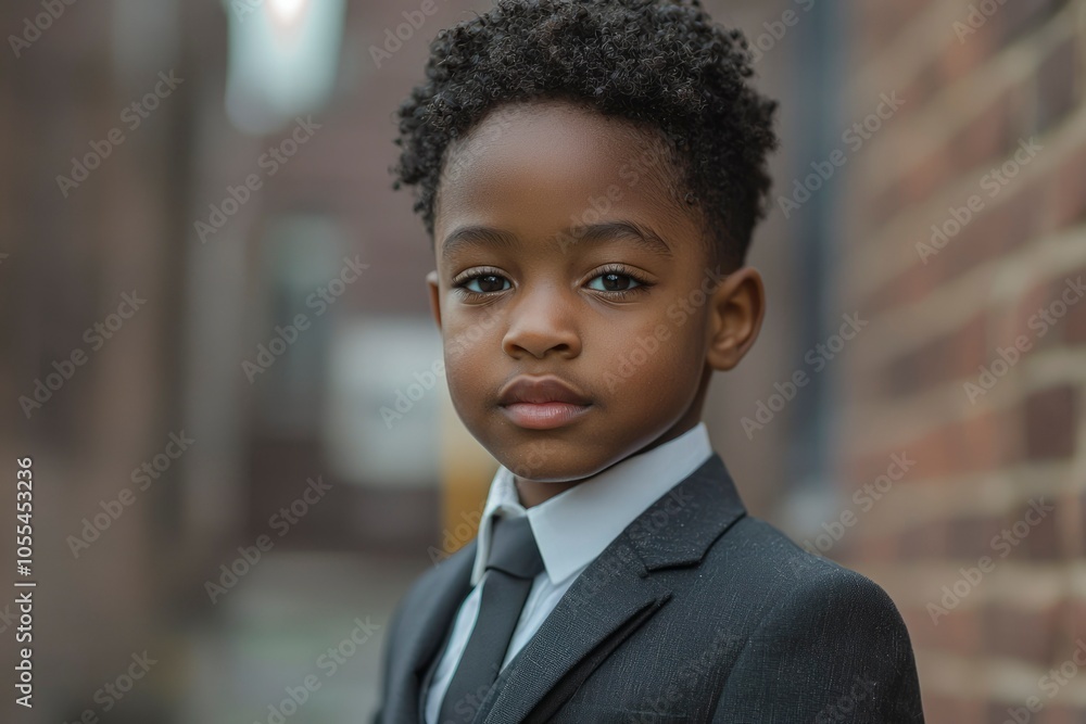 Young Boy in a Suit, Looking Directly at the Camera Young Boy in a Suit, Looking Directly at the Camera