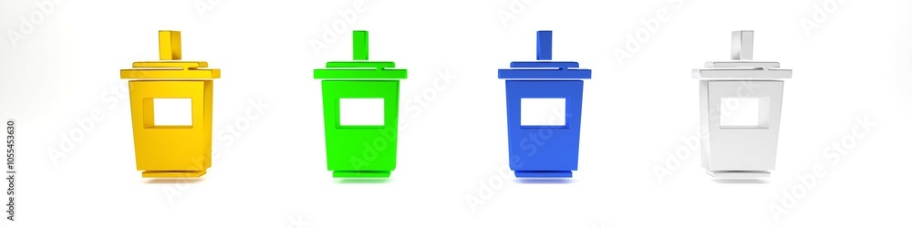Colorful Paper glass with drinking straw and water icon isolated on white background. Soda drink glass. Fresh cold beverage symbol. Minimalism concept. 3D render illustration Colorful Paper glass with drinking straw and water icon isolated on white background. Soda drink glass. Fresh cold beverage symbol. Minimalism concept. 3D render illustration