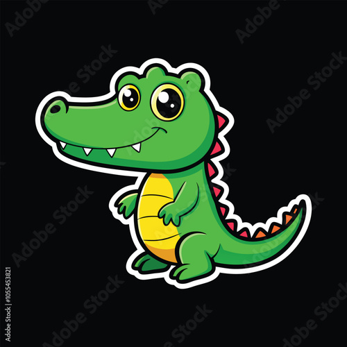 Crocodile wild animal vector cartoon sticker