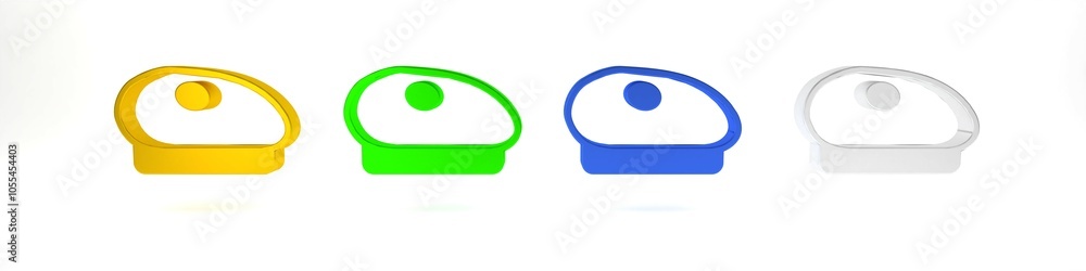 Colorful French beret icon isolated on white background. Minimalism concept. 3D render illustration Colorful French beret icon isolated on white background. Minimalism concept. 3D render illustration
