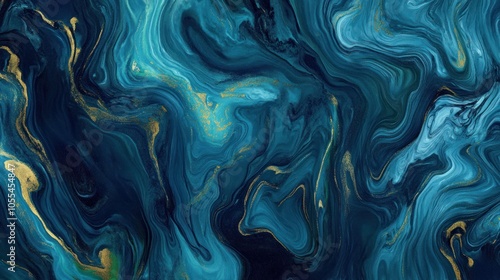 Abstract Blue and Gold Swirls
