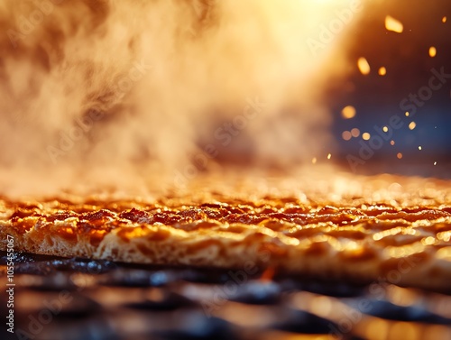 Rustic sourdough bread crust in macro detail, goldenbrown texture, Closeup sourdough crust, artisan craftsmanship photo