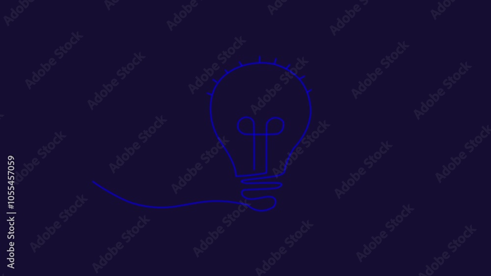 Single continuous animated line light bulb on black background. Idea concept. Line art animation. Single continuous animated line light bulb on black background. Idea concept. Line art animation.