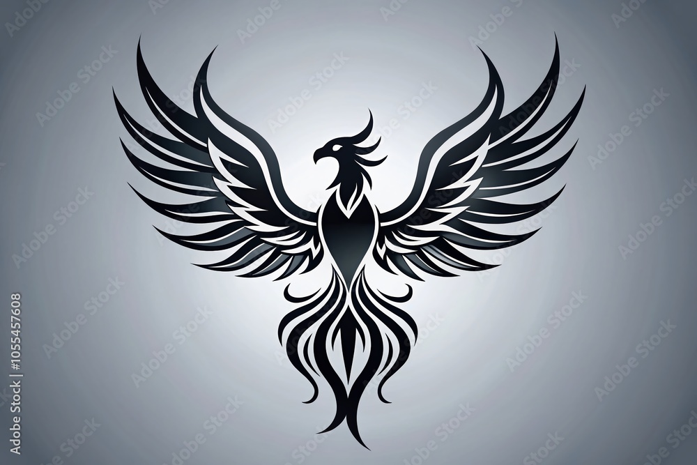 Fototapeta premium Graceful Phoenix Bird Logo Design - Symbol of Creative Freedom and Revival