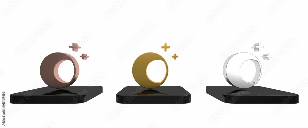 Colorful Moon and stars icon isolated on white background. Minimalism concept. 3D render illustration Colorful Moon and stars icon isolated on white background. Minimalism concept. 3D render illustration