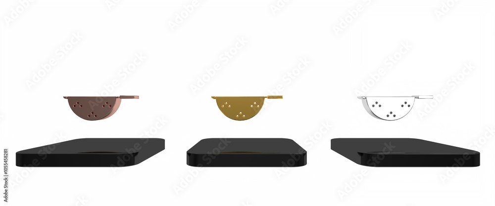 Colorful Kitchen colander icon isolated on white background. Cooking utensil. Cutlery sign. Minimalism concept. 3D render illustration Colorful Kitchen colander icon isolated on white background. Cooking utensil. Cutlery sign. Minimalism concept. 3D render illustration