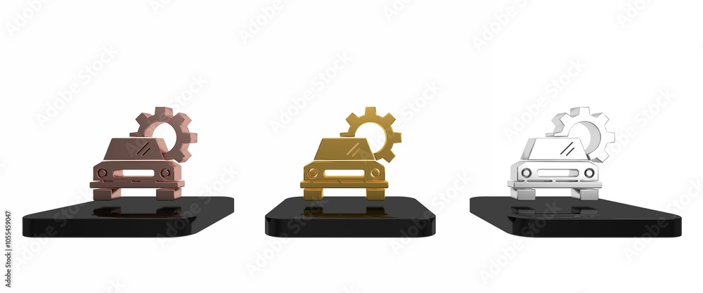 Fototapeta premium Colorful Car service icon isolated on white background. Auto mechanic service. Repair service auto mechanic. Maintenance sign. Minimalism concept. 3D render illustration