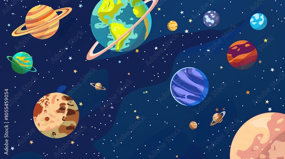 A display of various celestial bodies in a galaxy, Nebula and galaxies in space. Abstract cosmos background A display of various celestial bodies in a galaxy, Nebula and galaxies in space. Abstract cosmos background