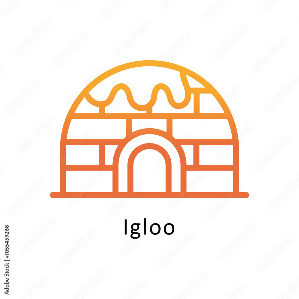 Igloo Vector Outline Gradient Design icon. Winter Travelling Symbol on White backgroud EPS 10 file