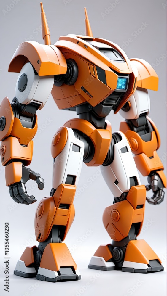 Futuristic orange robot with advanced technology and modern design Futuristic orange robot with advanced technology and modern design