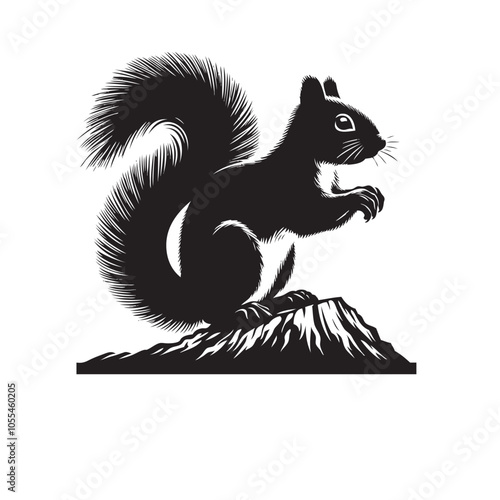 Squirrel silhouettes collection isolated white background, Squirrel animal silhouettes, squirrel silhouettes set illustration
