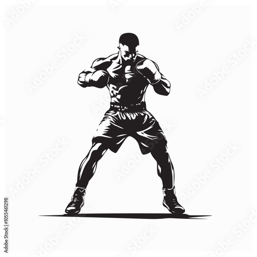Boxing Fighter Full body Vector Art, Icons, and Graphics isolated on white background