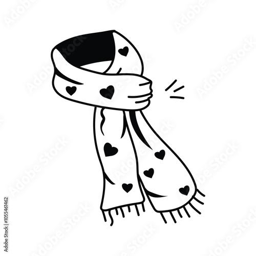 Here is a hand drawn icon of fashion scarf in modern style