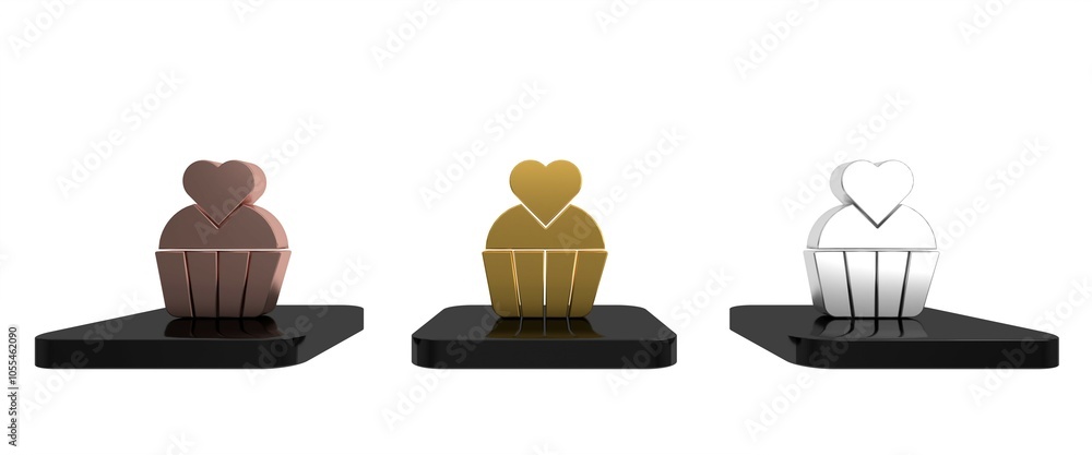 Colorful Wedding cake with heart icon isolated on white background. Valentines day symbol. Minimalism concept. 3D render illustration Colorful Wedding cake with heart icon isolated on white background. Valentines day symbol. Minimalism concept. 3D render illustration
