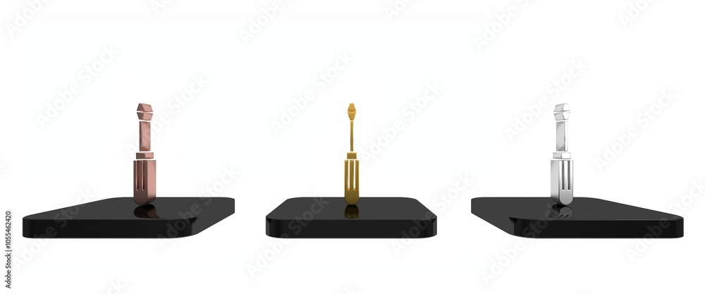 Fototapeta premium Colorful Screwdriver icon isolated on white background. Service tool symbol. Minimalism concept. 3D render illustration