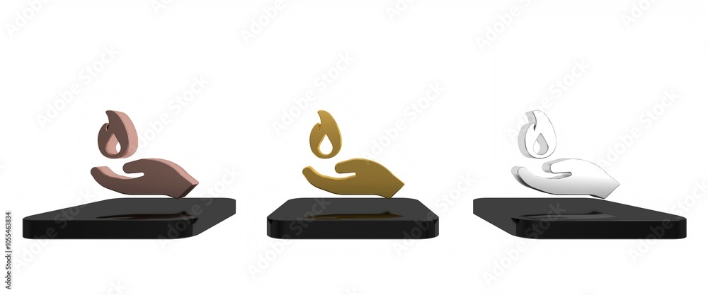 Colorful Hand holding a fire icon isolated on white background. Minimalism concept. 3D render illustration Colorful Hand holding a fire icon isolated on white background. Minimalism concept. 3D render illustration