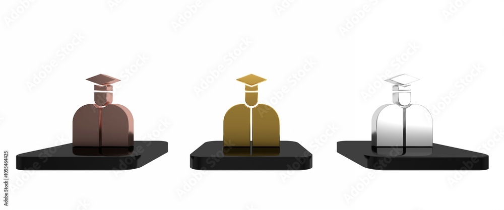 Colorful Student icon isolated on white background. Minimalism concept. 3D render illustration Colorful Student icon isolated on white background. Minimalism concept. 3D render illustration