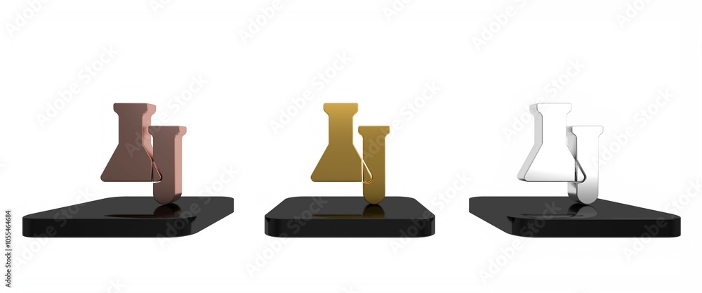 Colorful Test tube and flask icon isolated on white background. Chemical laboratory test. Laboratory glassware. Minimalism concept. 3D render illustration Colorful Test tube and flask icon isolated on white background. Chemical laboratory test. Laboratory glassware. Minimalism concept. 3D render illustration