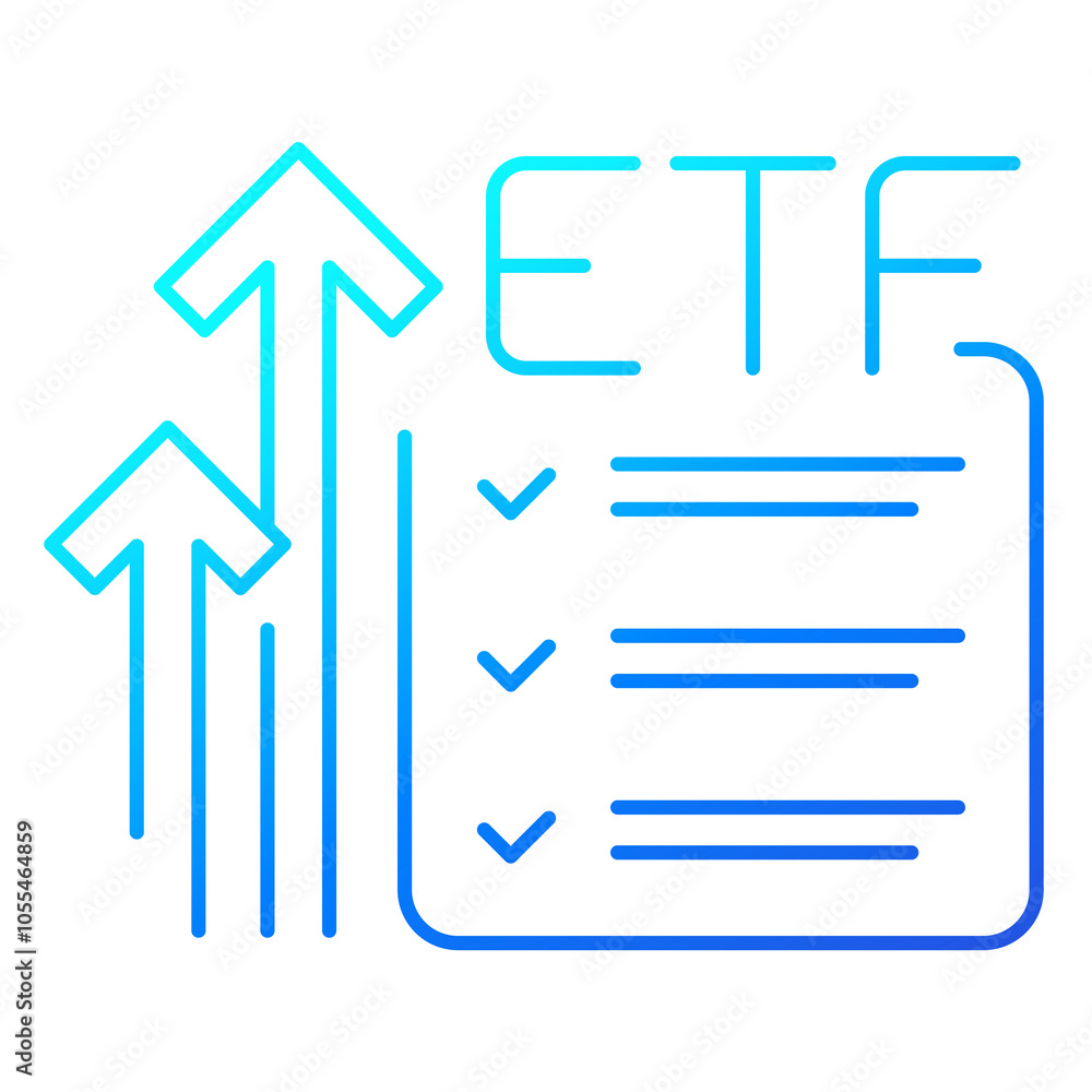 ETF, growing funds line design icon ETF, growing funds line design icon