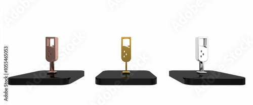 Colorful Glass of champagne icon isolated on white background. Minimalism concept. 3D render illustration