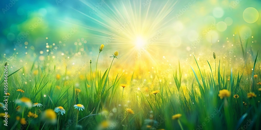 Sunbeams Dappling Through Verdant Meadow, Illuminating Delicate Wildflowers in a Symphony of Yellow and Green Sunbeams Dappling Through Verdant Meadow, Illuminating Delicate Wildflowers in a Symphony of Yellow and Green
