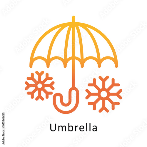 Umbrella Vector Outline Gradient Design icon. Winter Travelling Symbol on White backgroud EPS 10 file