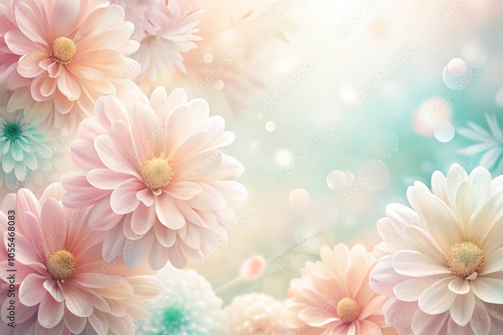 Obraz premium Pastel color flower background with delicate petals and subtle shading, delicate illustrations, floral designs
