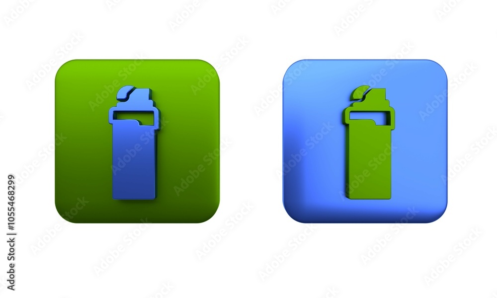 Colorful Lighter icon isolated on white background. Square button. 3D render illustration Colorful Lighter icon isolated on white background. Square button. 3D render illustration