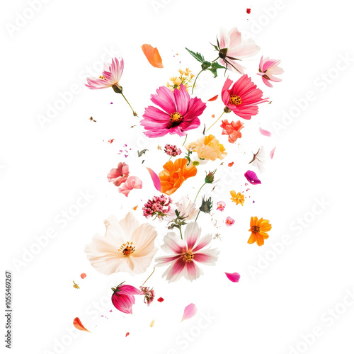 Vibrant Flowers in Beautiful Arrangement, isolated, transparent background, white background, no background