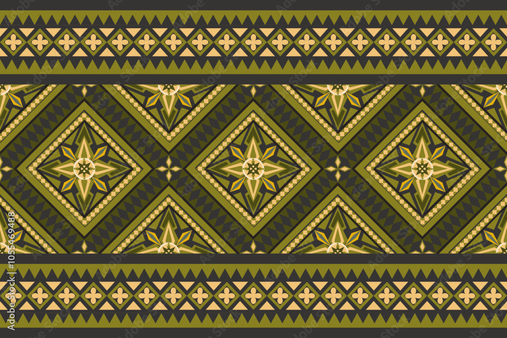 Beautiful fabric green color thai art pattern Beautiful fabric green color thai art pattern