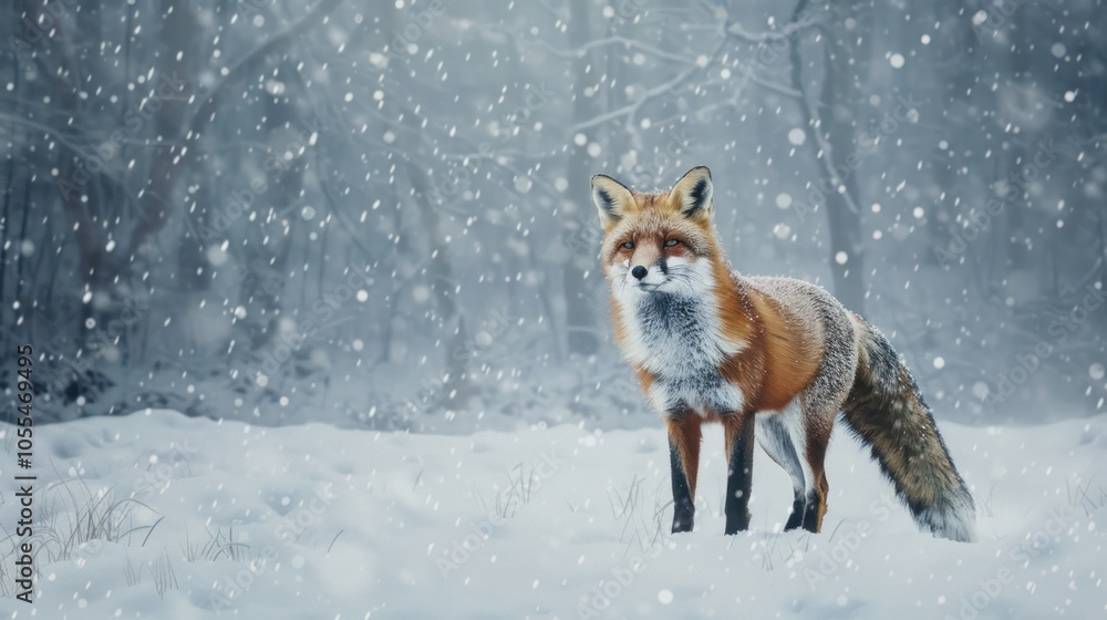 Obraz premium Red Fox in the Snow