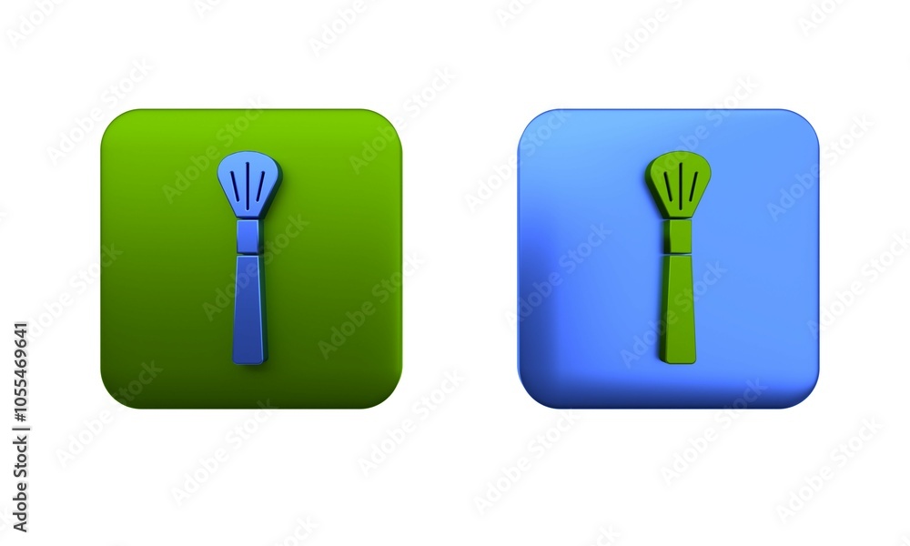 Colorful Makeup brush icon isolated on white background. Square button. 3D render illustration Colorful Makeup brush icon isolated on white background. Square button. 3D render illustration