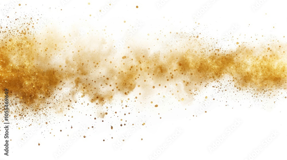 Golden sand explosion isolated on white background. Flying sandy powder wave splash. Golden sand explosion isolated on white background. Flying sandy powder wave splash.
