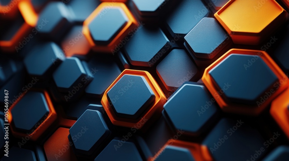 Abstract Hexagon Pattern in Blue and Orange Abstract Hexagon Pattern in Blue and Orange