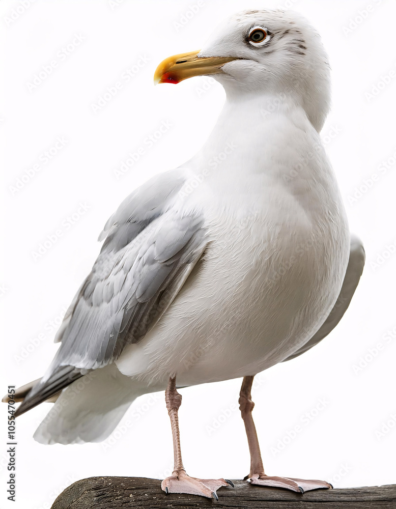 A seagull with a white head and a blue-grey body, standing on a brown surface A seagull with a white head and a blue-grey body, standing on a brown surface