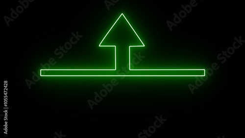 Glowing arrow up illustration on a black background.