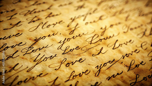 Close Up of Handwritten Love Letter on Old Paper